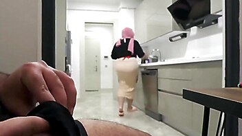 Arab big t handjob, watching porn big ass, caught him jerk, handjob while she, arab handjob