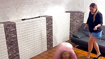 German femdom cfnm, ballbusting face slapping, dick slap face real amateur, mistress face whipping, mark whips
