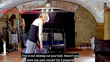 Bdsm slave boy domina, kinky blonde mistress, boy feet humiliation, mistress torture slave balls, torture feet worship